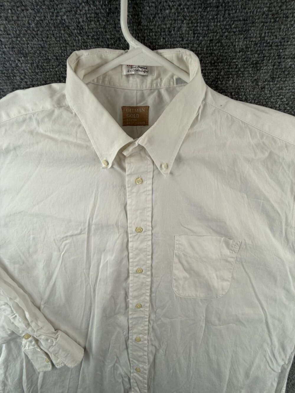 Gitman Bros Gold Cotton Button Up Shirt Long Sleeve Men White 18 37 TTX Pinpoint
